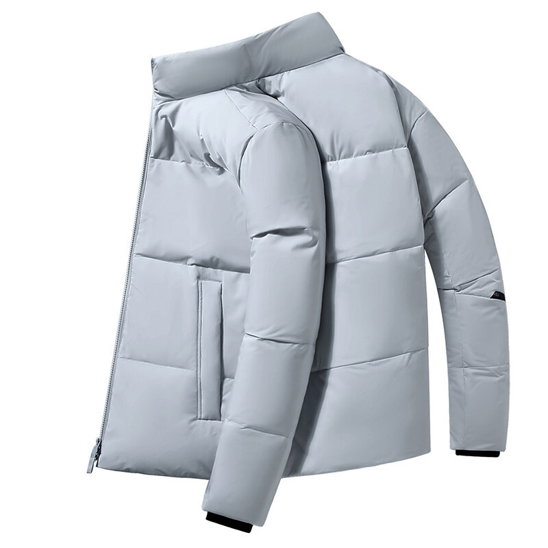 New Winter Short Hooded Couple Fashion Trend White Duck Down Down Coat Thickened Embossed Print_voghion.com