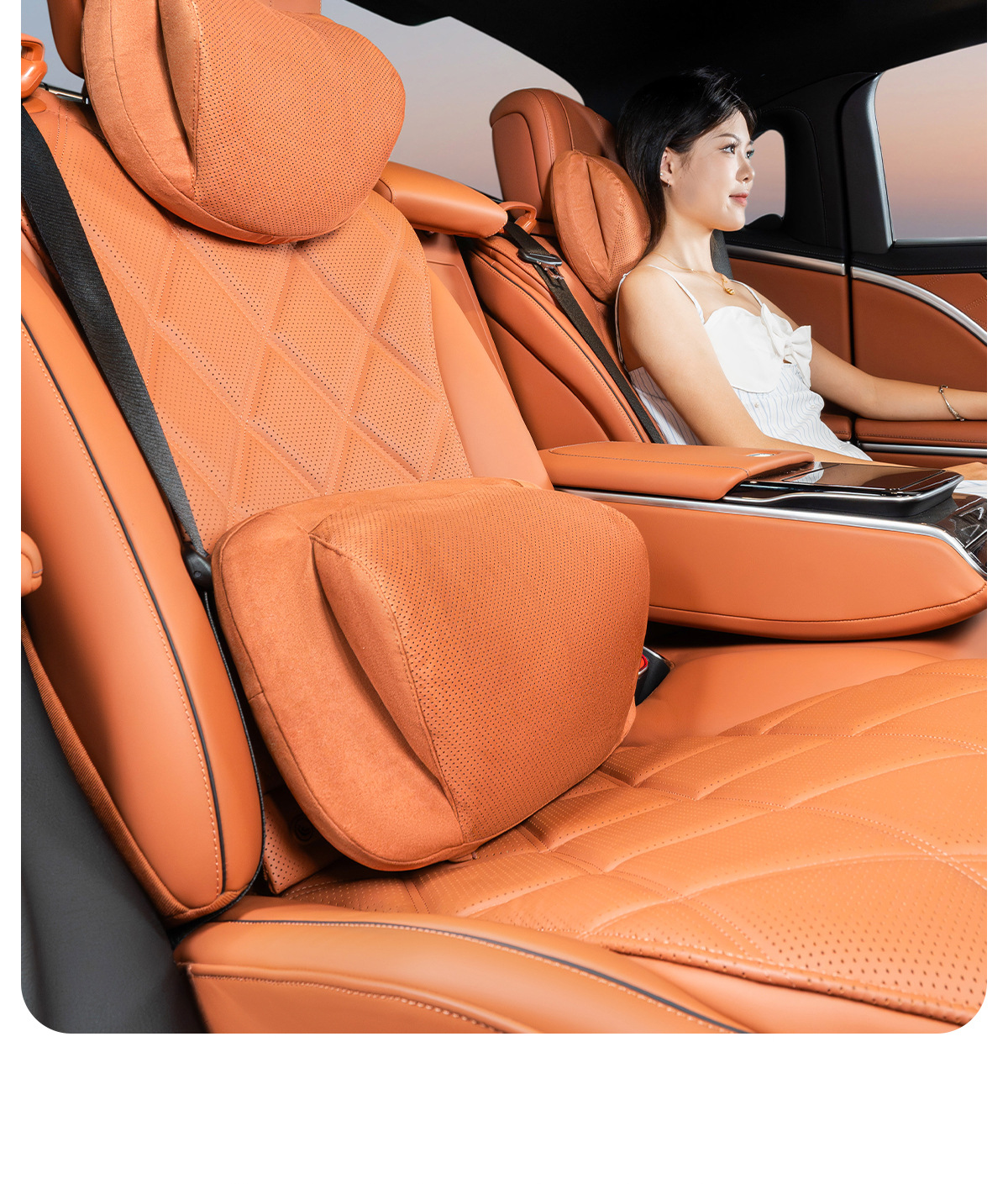 Cross-Border New Car Headrest and Lumbar Support Set, Universal for Spring and Summer, Head and Neck Protection Pillow, Car Seat Cushion