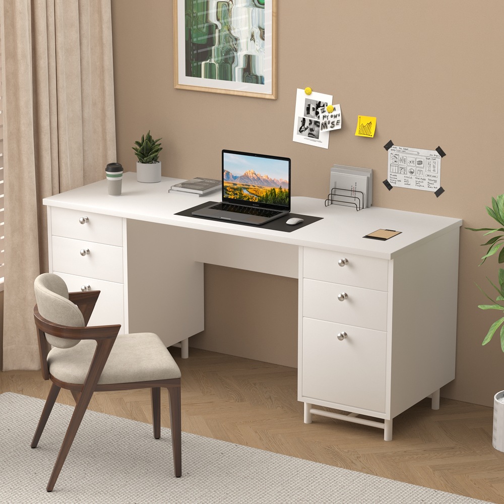 Mesa de oficina de seis cajones simple para el hogar Mesa de jefe de oficina 1.4m 1.6m con cajón Mesa de computadora del personal
