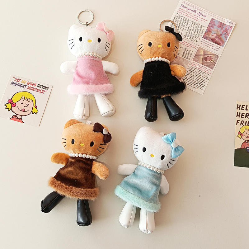 黑皮长腿贵妇珍珠爱心扣hellokitty包包挂件毛绒公仔玩偶挂饰LW|undefined