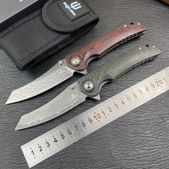 户外折叠刀9Cr18MoV大马士革求生小折刀野营防身水果刀锋利小刀