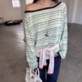 长袖绿条纹秋季新款针织衫