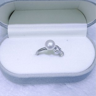 Natural Freshwater Pearl Ring 7-8mm Perfect Round Flawless Aurora S925 Sterling Silver High-End Fashion Ring Wholesale