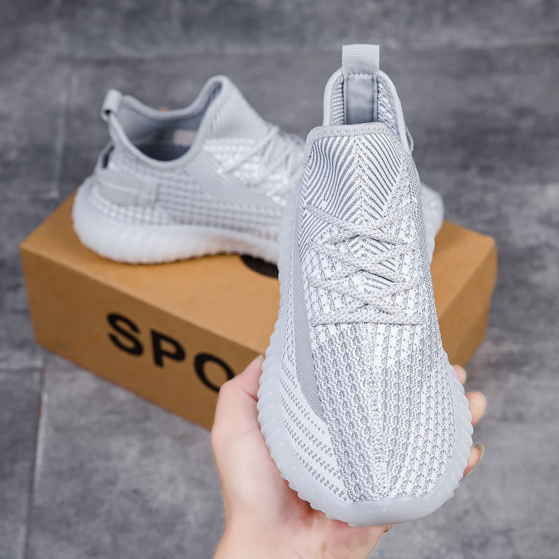 Coconut Shoes with Soft Soles, Extra Large Size, Breathable Sports Fly-Knit Mesh Shoes, Casual Lightweight Running Trendy Shoes, Cross-Border Factory In-Stock