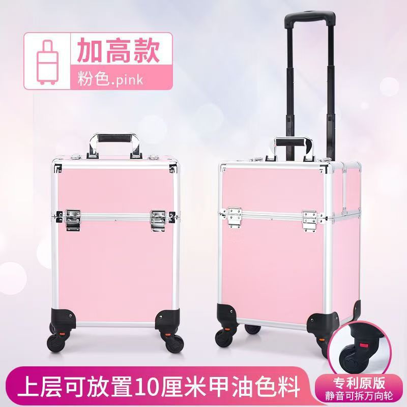 Caja de cosméticos de fábrica, maquillador profesional, caja de trolley de gran capacidad, caja de herramientas de almacenamiento especial para tatuadores de uñas con cerradura