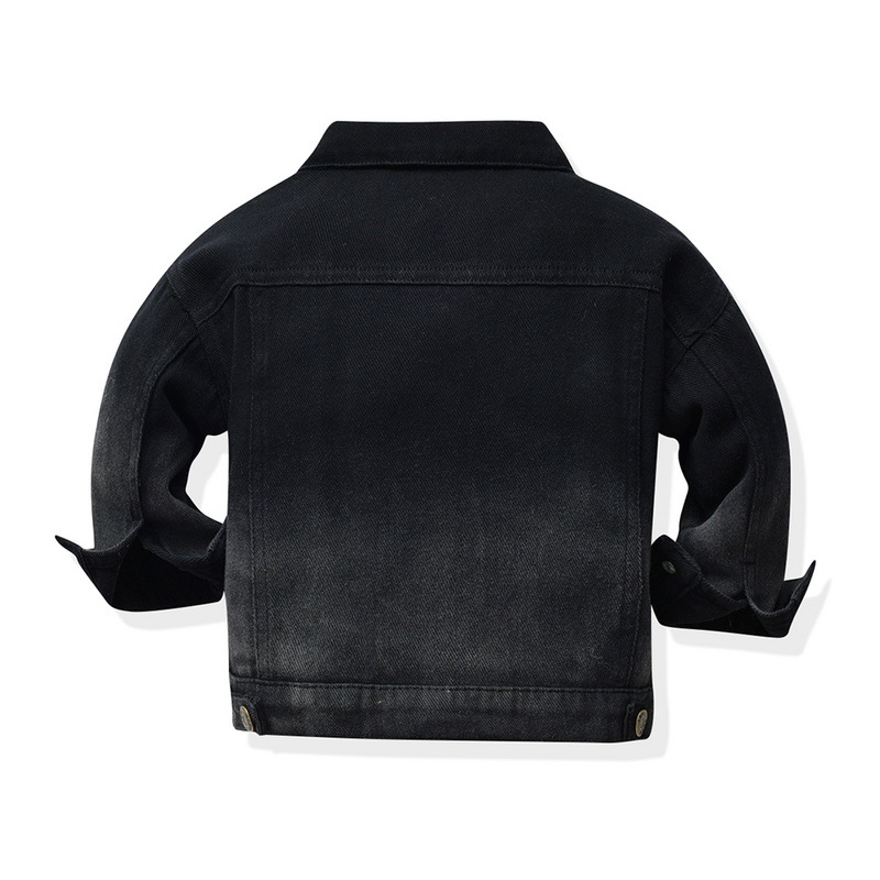 Ropa para niños de comercio exterior Versión coreana del nuevo producto de otoño, solapa para niños grandes, manga larga, chaqueta de mezclilla corta con degradado multicolor, estilo de moda