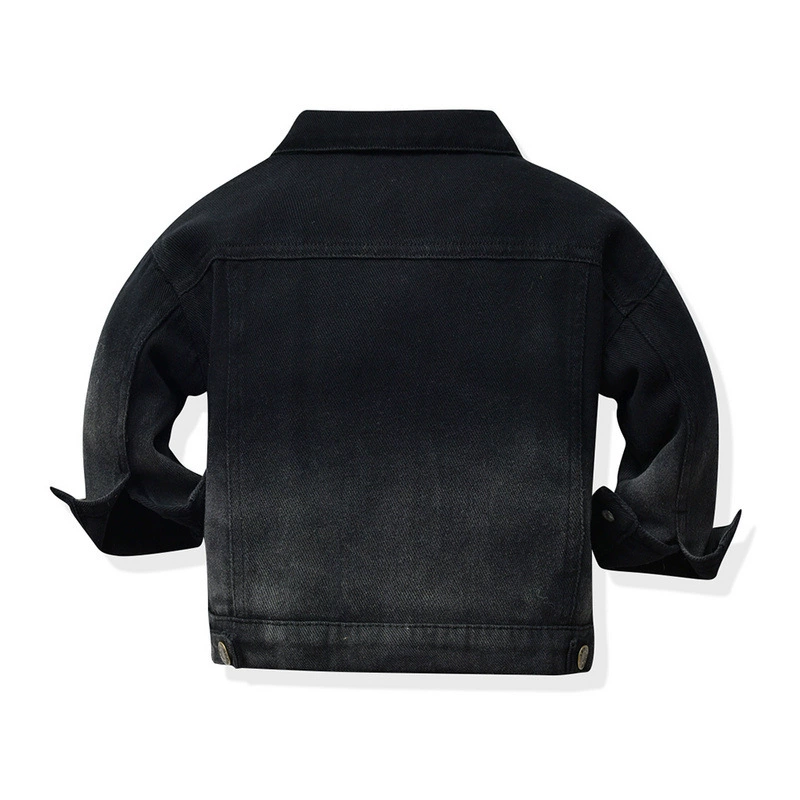 Autumn multicoloured long-sleeve, short denim jacket, children's clothing, Korean style, for teenagers, gradient