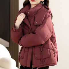 Down cotton jacket for women 2025 winter new cotton jacket short fashion Korean version loose hooded thickened warm cotton jacket trendy