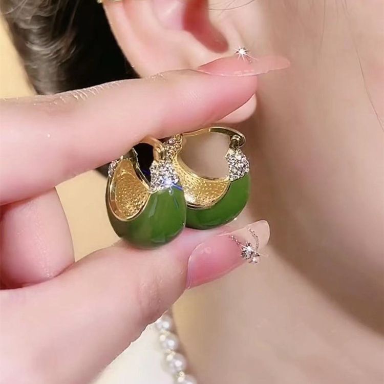 Retro green small design universal earrings