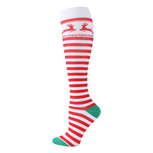 Cross-border Christmas compression socks, sports beautiful legs, calf socks, stockings, elastic socks, socks, men's and women's compression socks wholesale