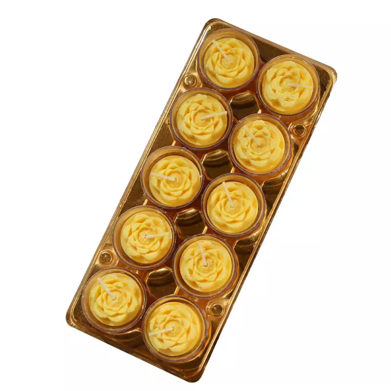 Lámpara de mantequilla de 8 horas Lámpara de mantequilla de larga duración Lámpara budista Lámpara de mantequilla de mantequilla de mantequilla de color rojo en forma de flores