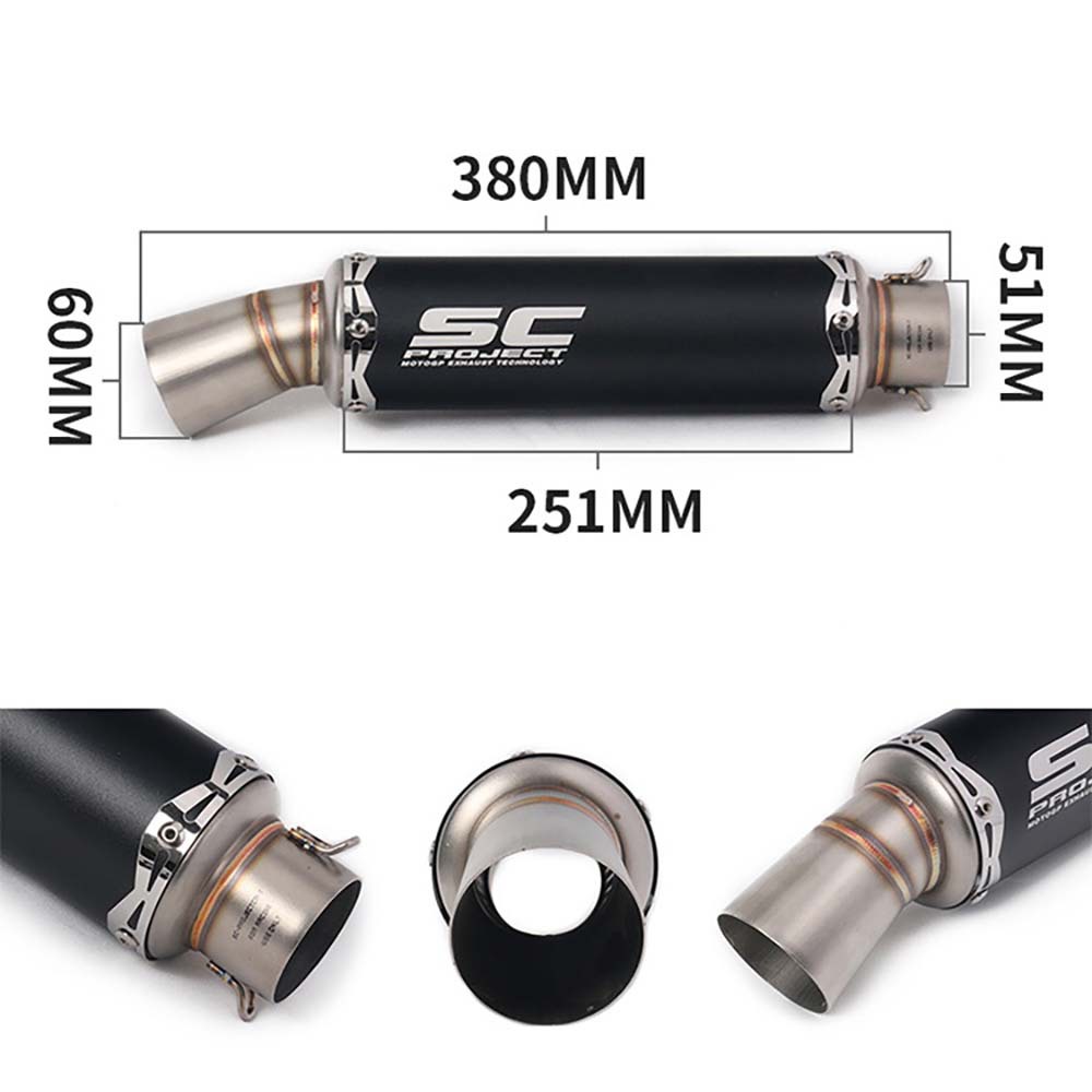 Motorcycle modified elbow exhaust pipe stainless steel carbon fiber tail exhaust SC universal CBR/NINJA/ZX6R