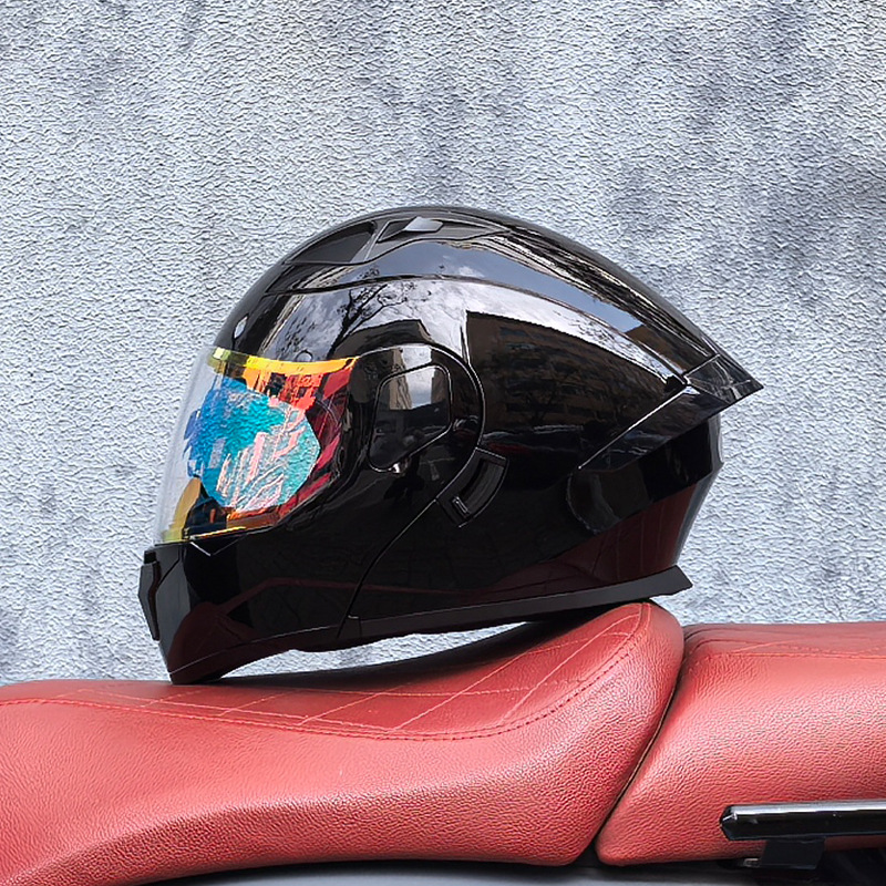 Orz casco de carcasa pequeña casco de cara a cara casco de motocicleta locomotora de doble lente hombres y mujeres de cuatro estaciones casco de crucero grande