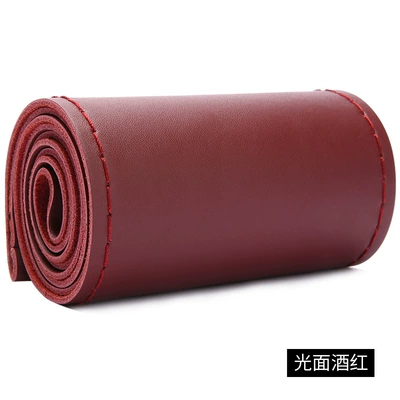 Steering wheel cover: hand-stitched handle cover new leather - smooth-wine-red-38cm
