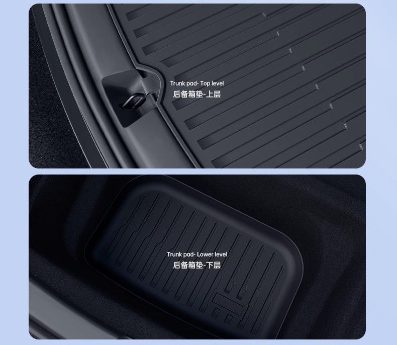 Suitable for Tesla's New Model 3Y Version Tpe Trunk Mat, Backrest Cushion, Rear and Front Trunk Non-Full-Coverage Mat