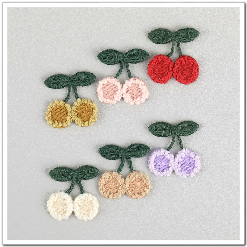 Наклейки из ткани с вышивкой вишни с необработанными краями для свитеров для девочек, обуви, шапок, носков, краев брюк, декоративных аксессуаров, материалов для аксессуаров для волос 199