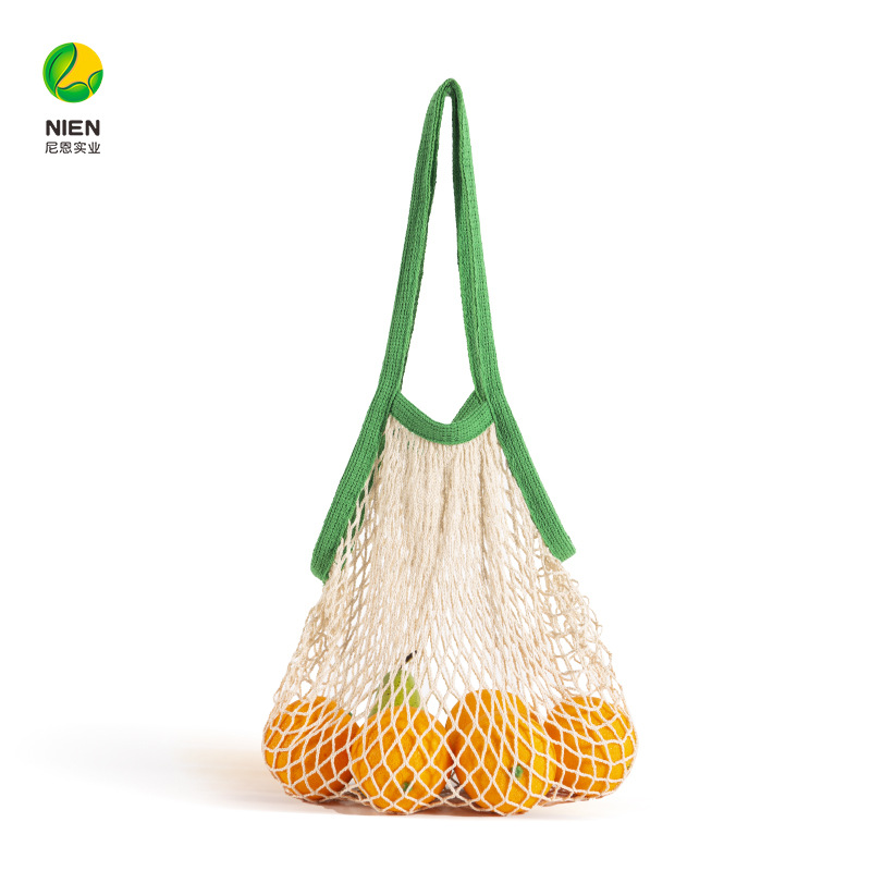 Nien contraste bolsa de algodón bolsa de algodón reutilizable bolsa de algodón supermercado verduras y frutas bolsa de compras de algodón