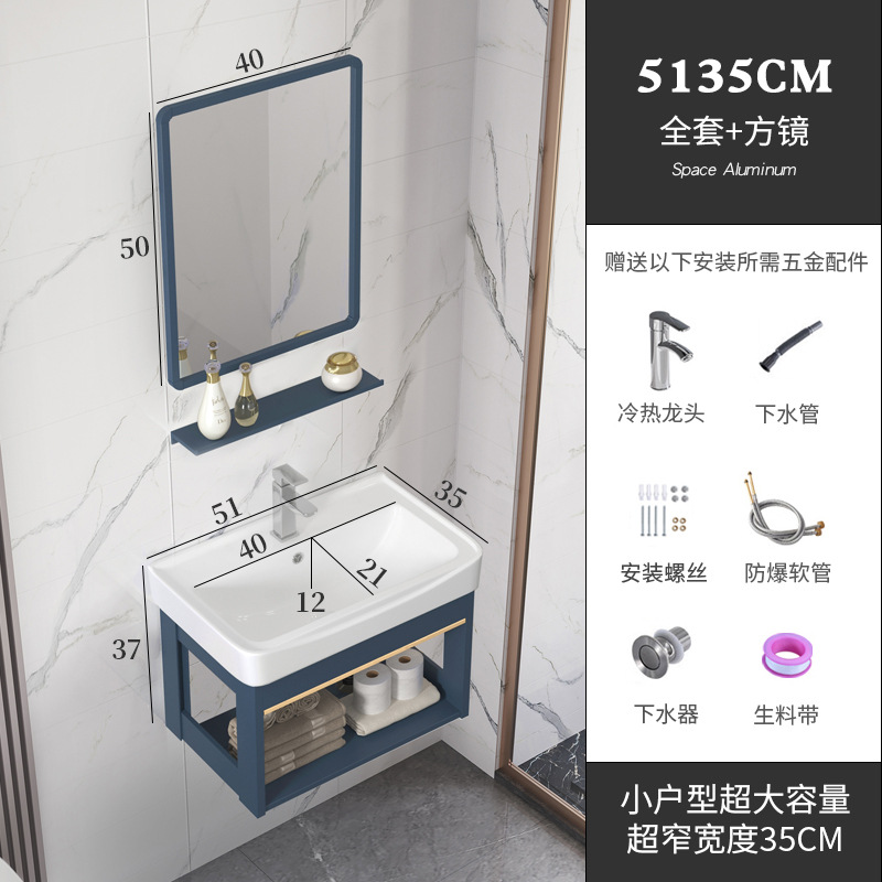 Balcón lavabo montado en la pared pequeño apartamento baño casa lavabo gabinete combinación de cerámica lavabo integrado