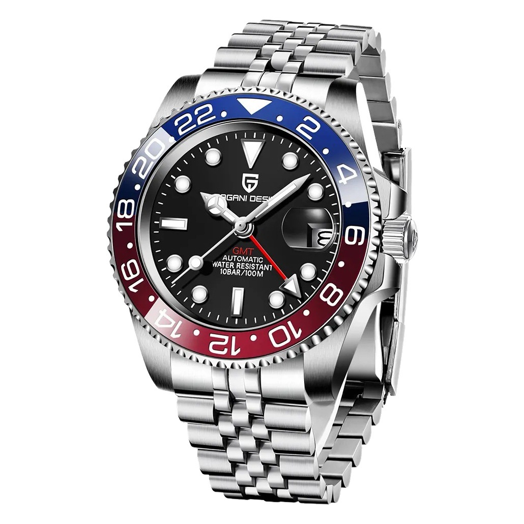 PAGANI bojiani moda reloj mecánico automático para hombre GMT reloj de dos horas calendario luminoso reloj 1662