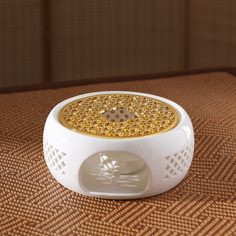 Calentador de té con diseño de horno hueco que cambia de color, calentador de velas para restaurantes, hoteles y uso doméstico, tetera aislada con forma de flor, calentador de té esmaltado en horno.