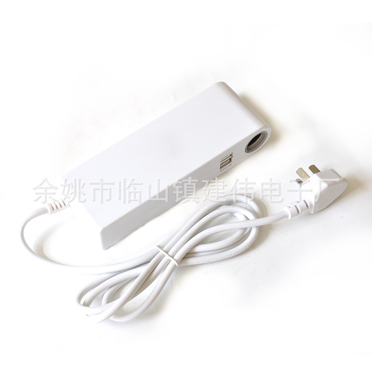 批发电源适配器附带usb插口三插插头电源线点烟器插头转换器
