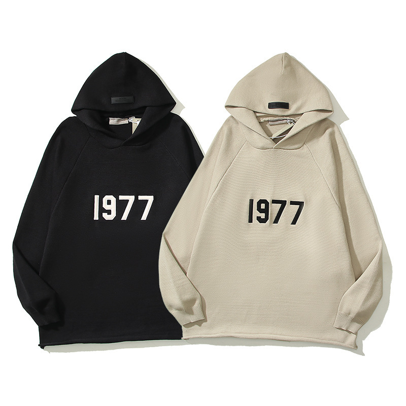 Season 8 double line loose 1977 flocking embroidered knitted sweater hoodie American fashion brand men and women couple style