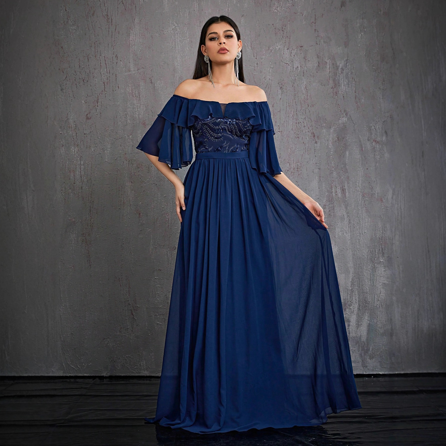 Aliexpress transfronterizo un hombro vestido de noche 2026 nuevo vestido de fiesta de baile vestido de adulto al por mayor image 4