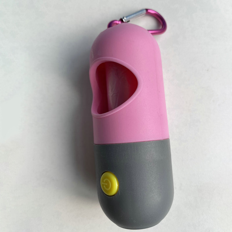 LED píldora mascota bolsa de basura distribuidor con luz perro inodoro Dispositivo de almacenamiento portátil mascota inodoro