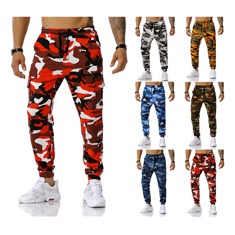 New Men's Stitching Camouflage Jogging Pants Outdoor Sports Pants Football Training Pants Fitness Pants 8011