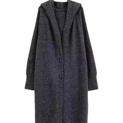 KANING Loose Hooded Long Knit Cardigan for Women 2025 Autumn Women's Knee-Length Sweater Coat for Women