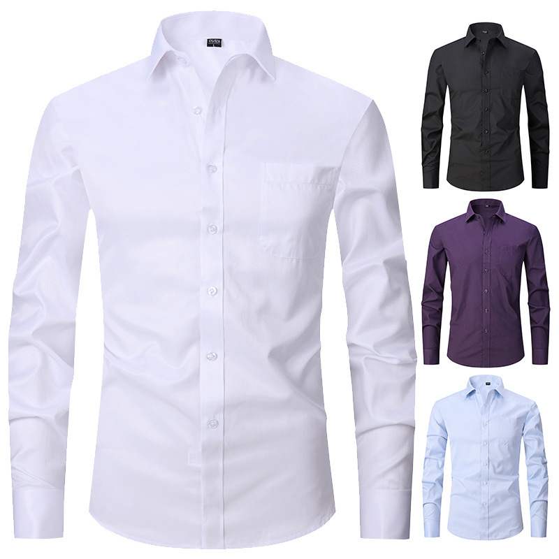 French Cufflinks White Twill Shirt Men's Long-Sleeved Business Formal Wear Groom Groomsmen Wedding Professional Banquet Plus Size