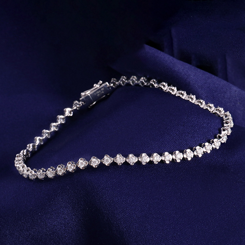 Fashionable Trendy Jewelry Moissanite Bracelet 18K Round Full Diamond European and American Moissanite Bracelet Custom-Made Upon Request