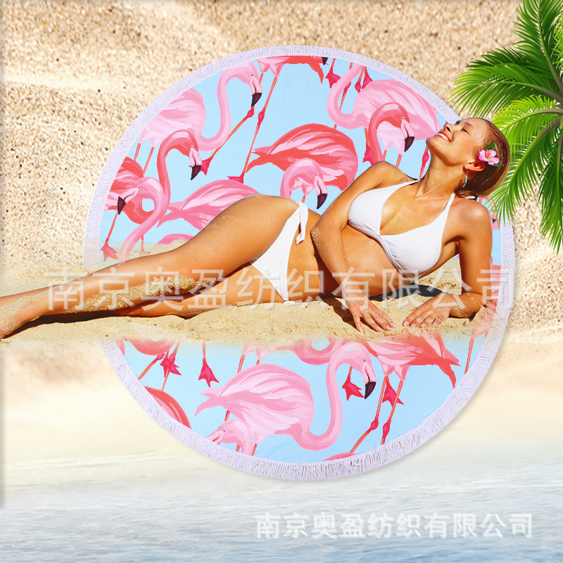 Cross-Border Hot Selling European and American Beach Towel Round Amazon Seaside Quick-Drying Digital Printing Beach Towel