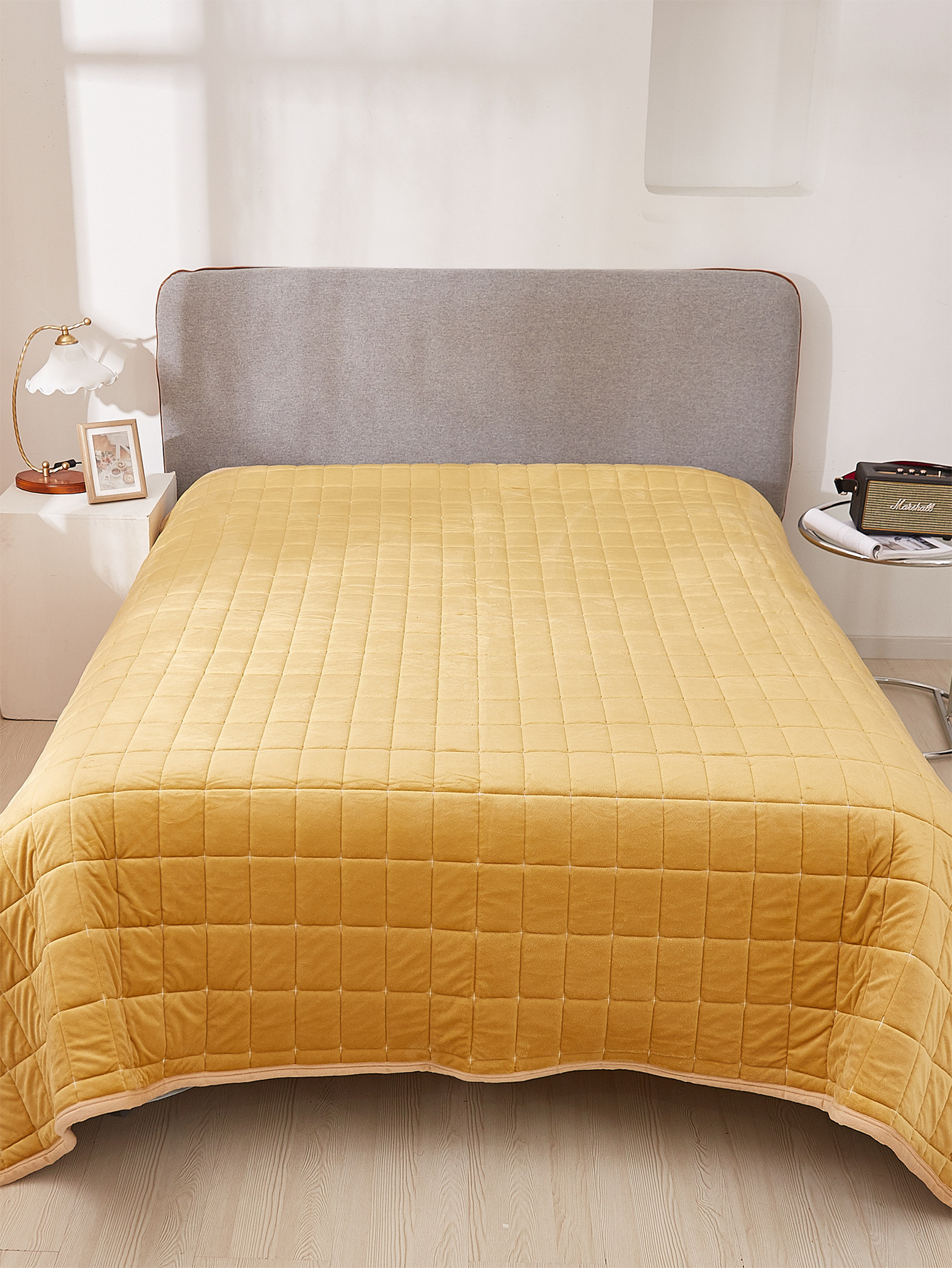 跨境专供美国亚马逊外贸家纺床上用品三件套超柔水晶绒绗缝被套件