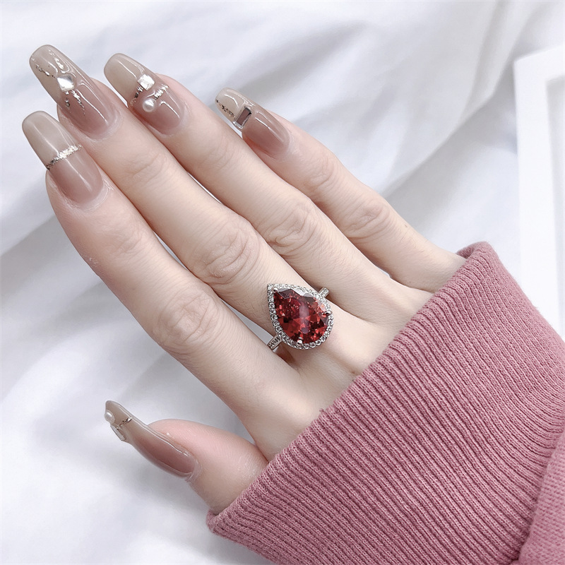 1 Piece Fashion Water Droplets Copper Inlay Zircon Women's Open Ring display picture 4