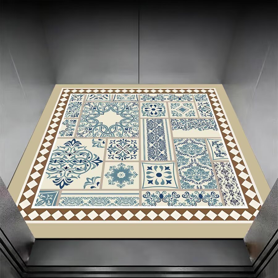 New vintage bohemian pattern floor mat, European ethnic style elevator foot mat, non-slip and wear-resistant entryway mat