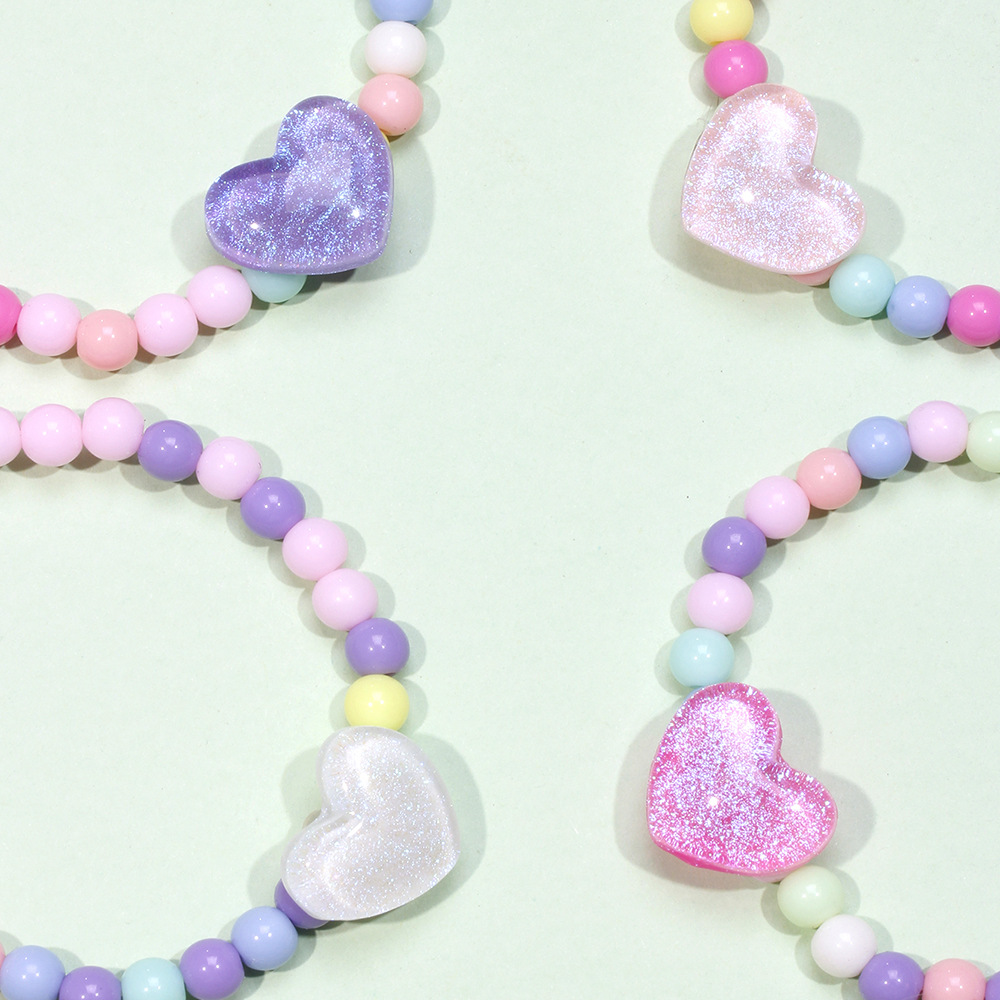1 Set Sweet Heart Shape Arylic Kidu0027S Bracelets