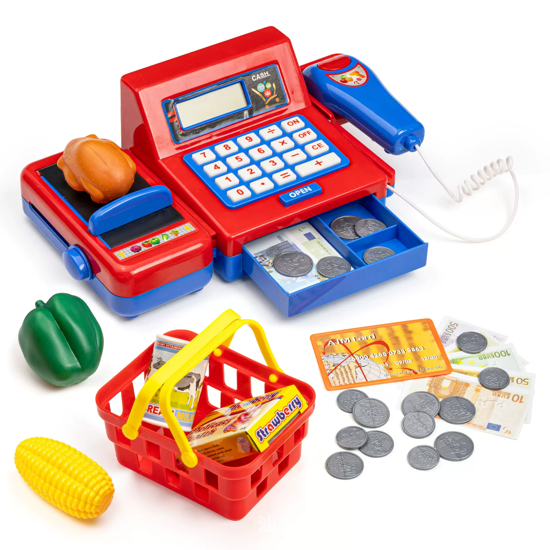 跨境热销儿童仿真超市收银机过家家玩具便利店扫描刷卡收银台玩具