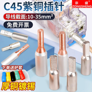 C45 copper tinned pin type DTD square GTLC copper wire nose terminal empty open circuit breaker pin