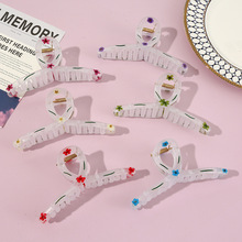 创意碎花气质鲨鱼夹 夏季亚克力磨砂女士发夹盘头简约发抓批发