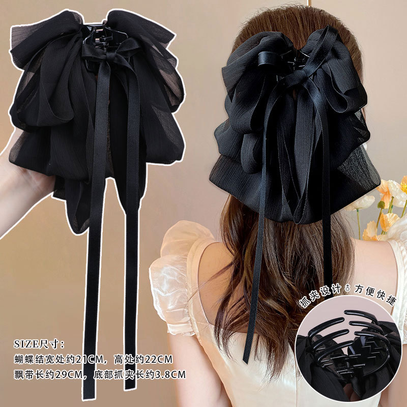 2#Black-square ponytail clip
