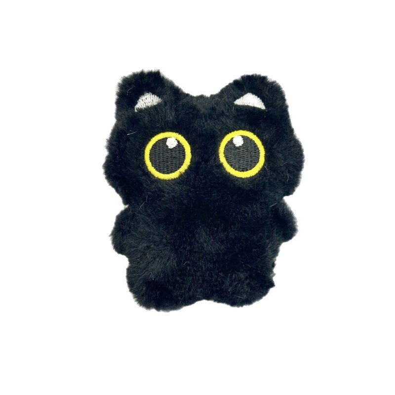可爱呆萌吱吱叫大眼黑猫公仔挂件暹罗猫铃铛猫挂饰包包钥匙扣装饰|undefined