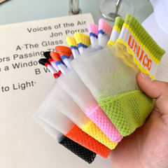 夏新款字母糖果色襪子女潮襪短襪淺口船襪水晶玻璃絲襪冰絲網紅襪