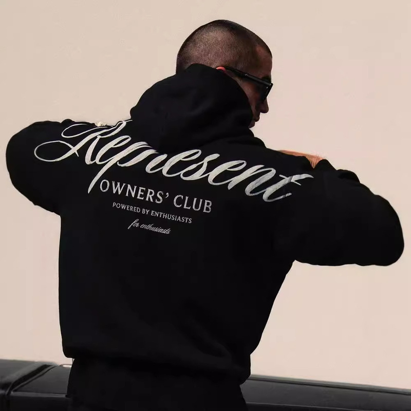 REPRESENT REP American Retro Club Classic Handwritten English LOGO Printed Pullover Hooded Sweater