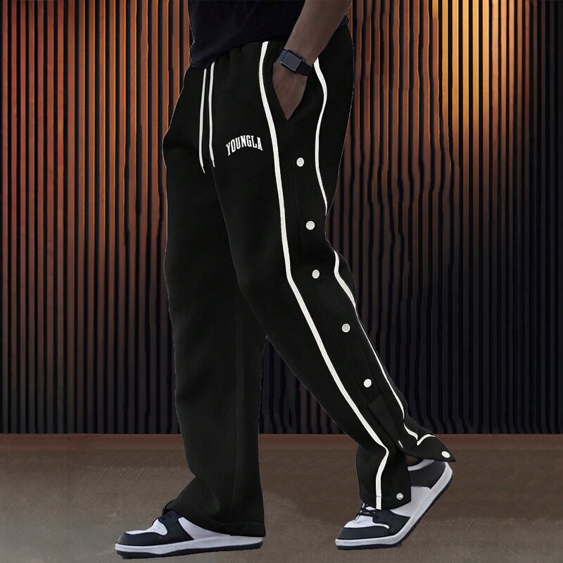 Youngla Men's Sports Pants New Style Buttoned Casual Pants Joggers Outdoor Running Basketball Training Trousers