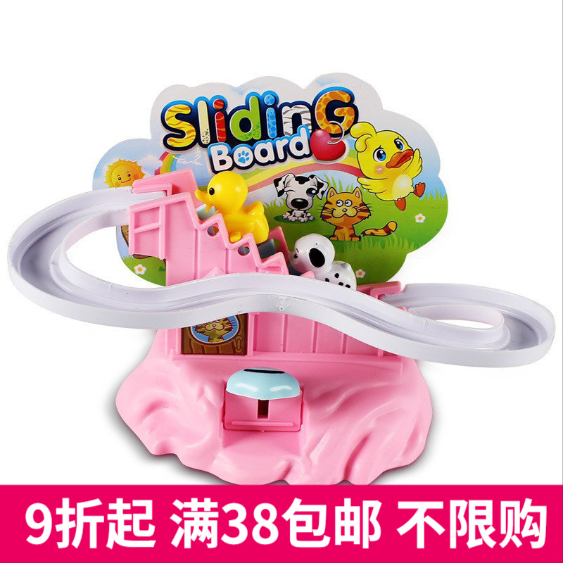 Electric Railcar music stairs children Assemble Toys wholesale Manual slide