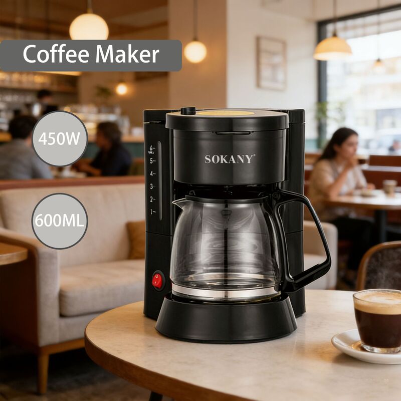 Cross-Border European Standard Drip Coffee Maker 600ml Capacity Household Automatic Coffee Pot Drip Filter American Tea Maker