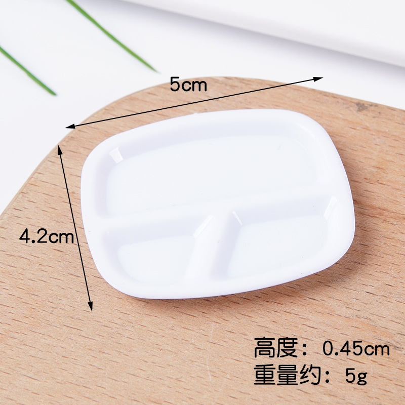 Plato pequeño de plástico blanco simulado para comida, mini plato de comida rápida, plato para bricolaje, juguete de comida, contenedor para pegamento en crema, accesorios.