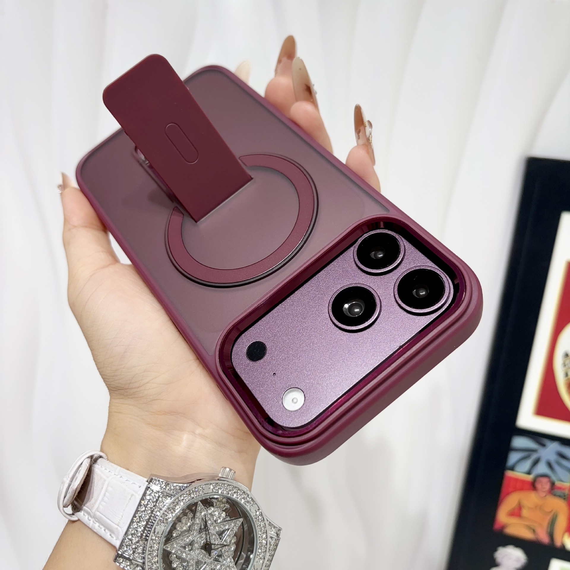 Funda con Soporte Magnético para iPhone 18 Pro Max 17 16 de TPU Mate Anti-caída