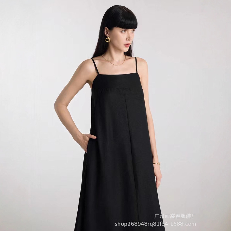 Amazon Cross-Border Women's Linen Maxi Dress Contrast Color Spaghetti Strap Dress Backless Sleeveless Casual Party Amazon Cross-Border Women's Linen Maxi Dress Contrast Color Spaghetti Strap Dress Backless Sleeveless Casual Party